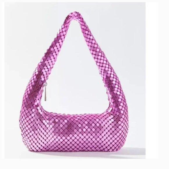 ⭐️ UO Chainmail Crescent Baguette Shine Shimmer Artsy Retro Y2K 2000 Bag Purse - Picture 1 of 6
